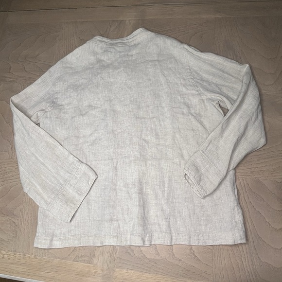 Vtg Chicos Linen Top Mandarin Collar Buttons Lagenlook Minimalist Classic Sz Med - Picture 6 of 10